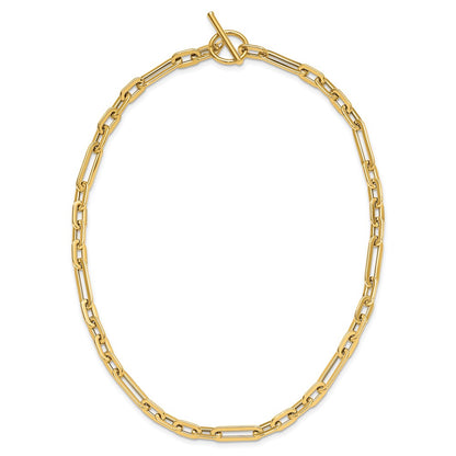 14K Yellow Gold Polished Fancy Link Toggle Clasp Necklace