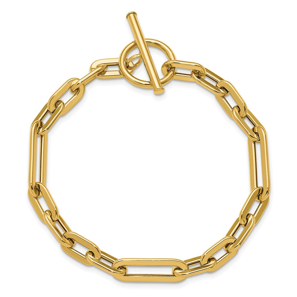 14K Yellow Gold Polished Fancy Link Toggle Clasp Bracelet