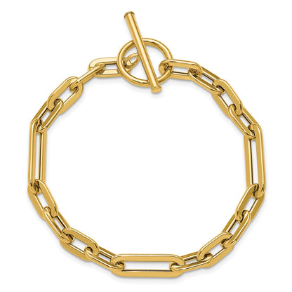 14K Yellow Gold Polished Fancy Link Toggle Clasp Bracelet