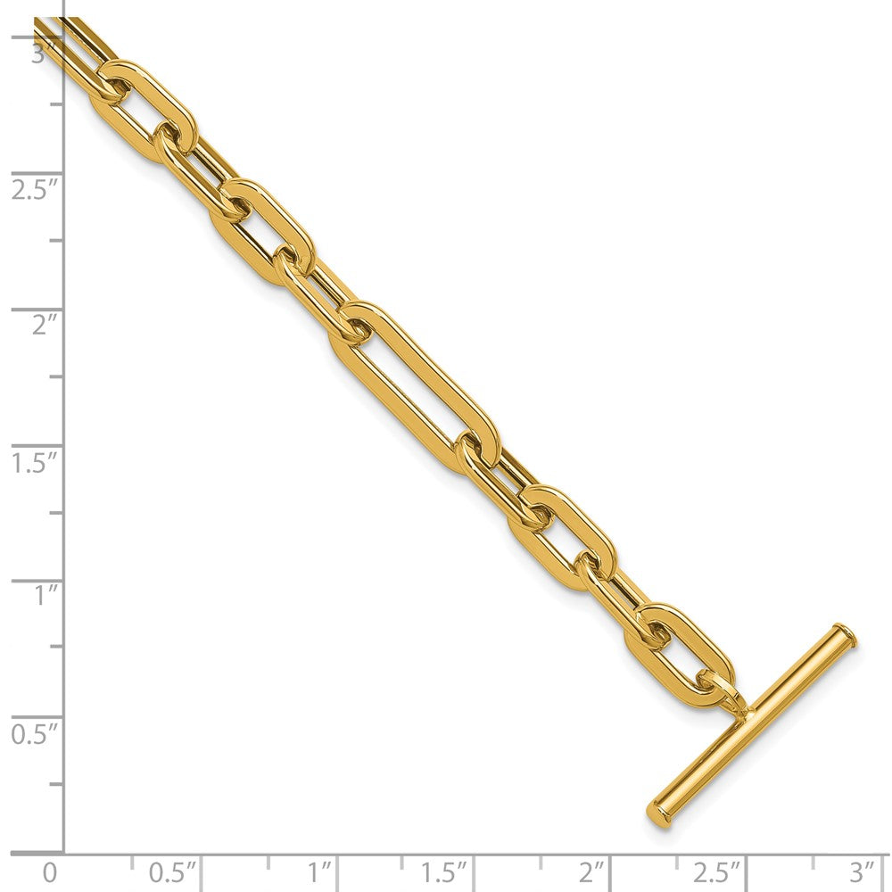 14K Yellow Gold Polished Fancy Link Toggle Clasp Bracelet