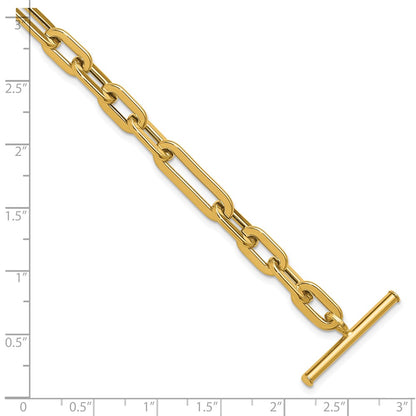 14K Yellow Gold Polished Fancy Link Toggle Clasp Bracelet