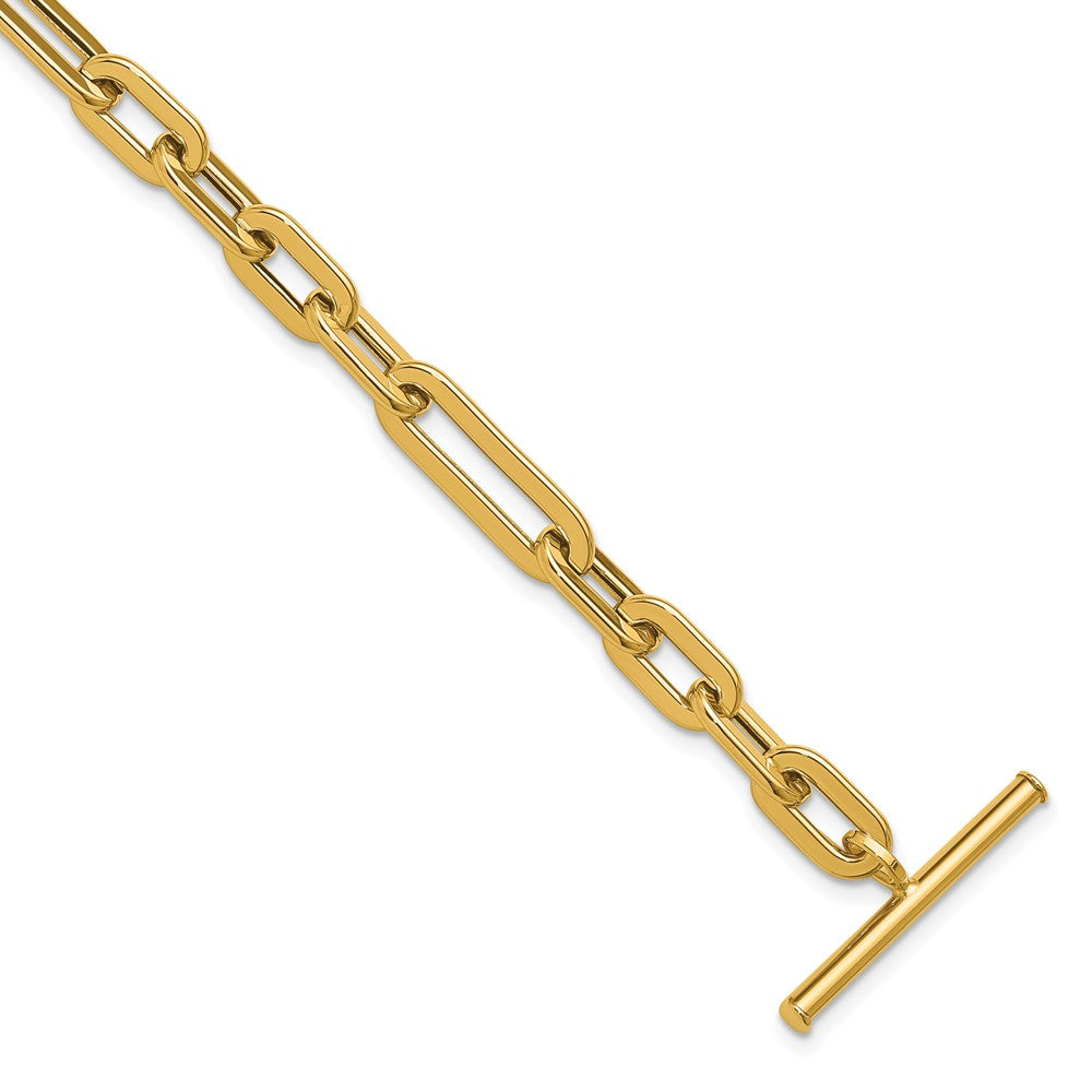14K Yellow Gold Polished Fancy Link Toggle Clasp Bracelet