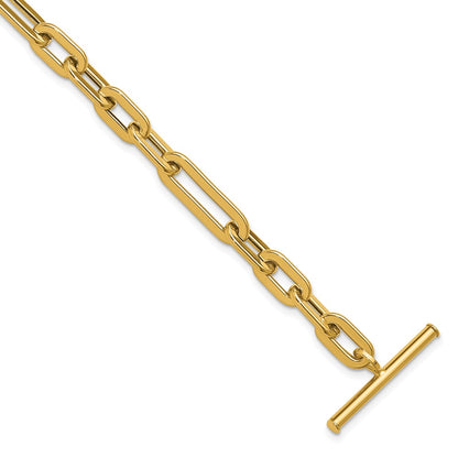 14K Yellow Gold Polished Fancy Link Toggle Clasp Bracelet