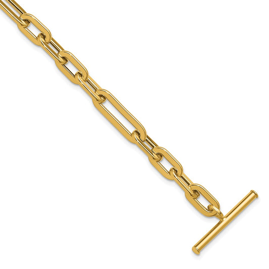 14K Yellow Gold Polished Fancy Link Toggle Clasp Bracelet