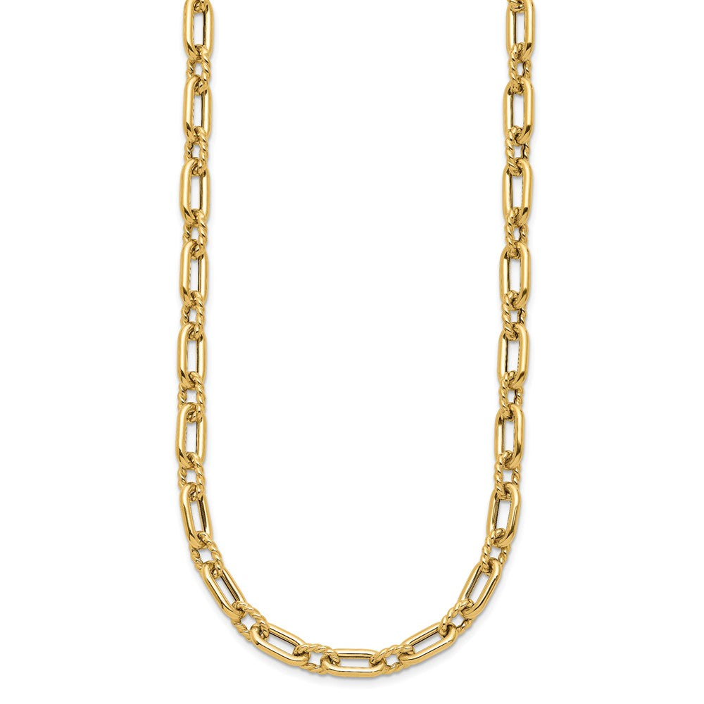 14K Yellow Gold Polished & Textured Fancy Link Necklace