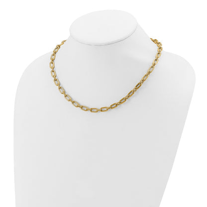 14K Yellow Gold Polished & Textured Fancy Link Necklace