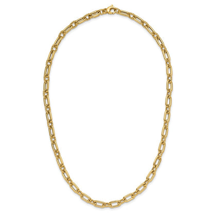 14K Yellow Gold Polished & Textured Fancy Link Necklace