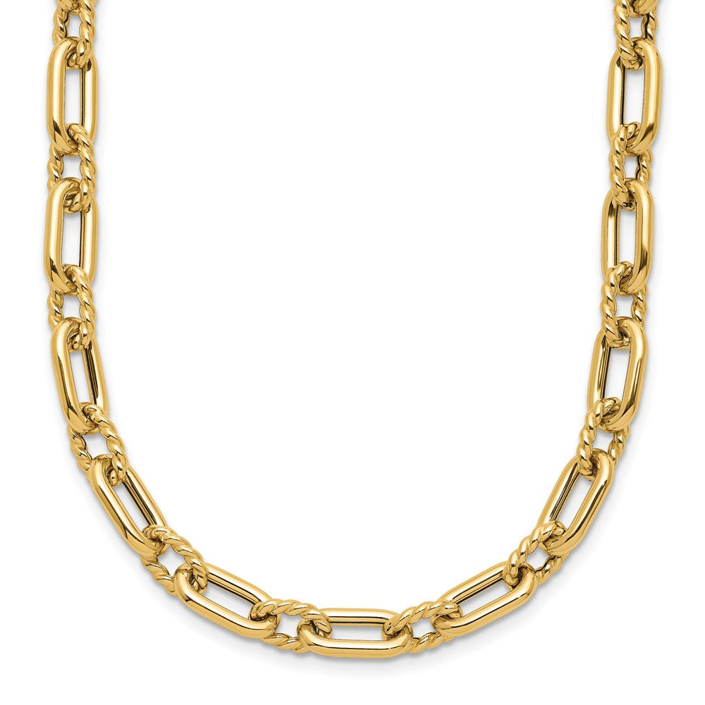 14K Yellow Gold Polished & Textured Fancy Link Necklace