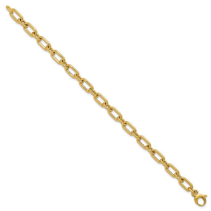 14K Yellow Gold Polished & Textured Fancy Link Bracelet