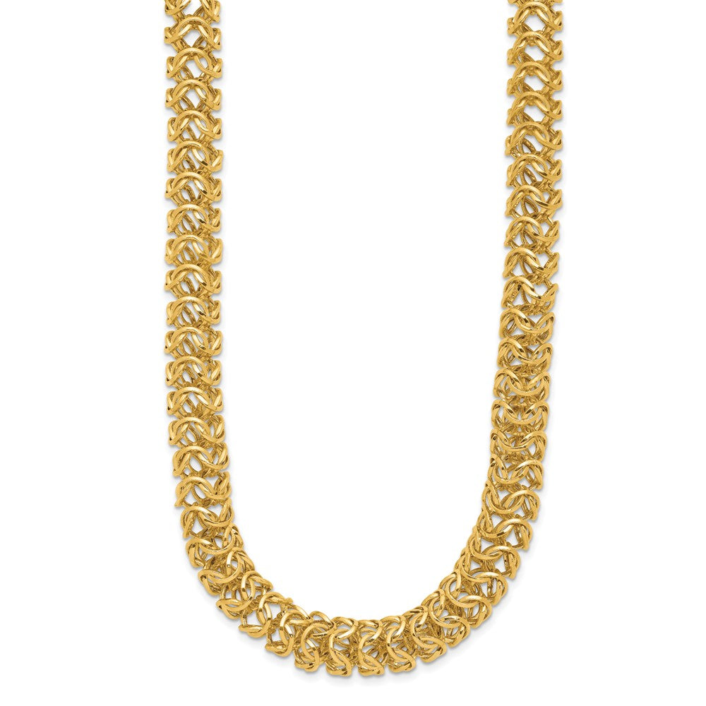 14K Yellow Gold Polished Woven Link Necklace