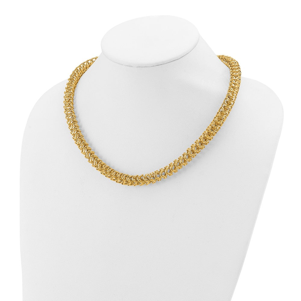 14K Yellow Gold Polished Woven Link Necklace