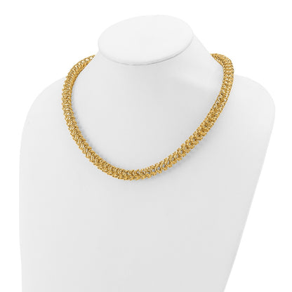 14K Yellow Gold Polished Woven Link Necklace