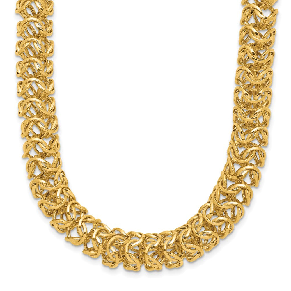 14K Yellow Gold Polished Woven Link Necklace