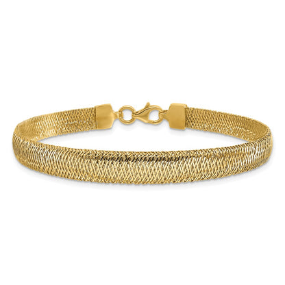 14K Yellow Gold Polished Woven Dome Bracelet