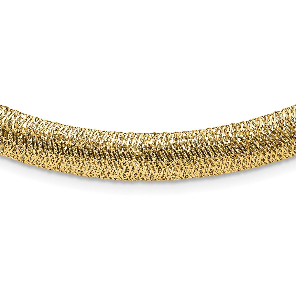 14K Yellow Gold Polished Woven Dome Necklace