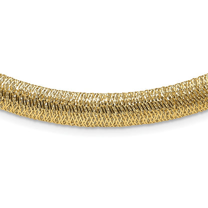 14K Yellow Gold Polished Woven Dome Necklace