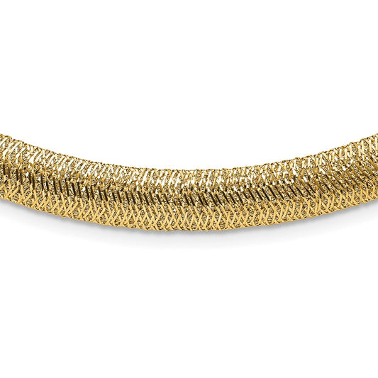 14K Yellow Gold Polished Woven Dome Necklace