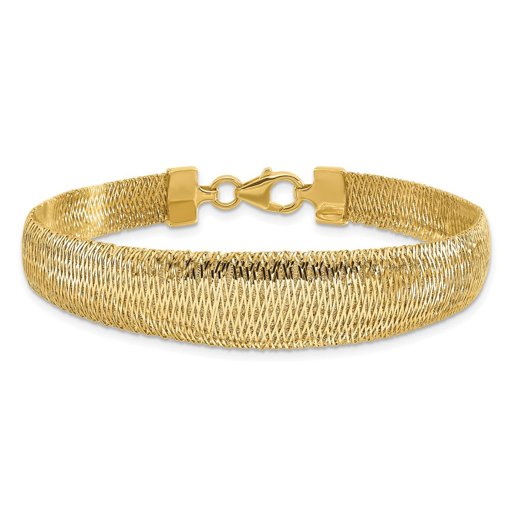 14K Yellow Gold Polished Woven Graduated Dome Bracelet