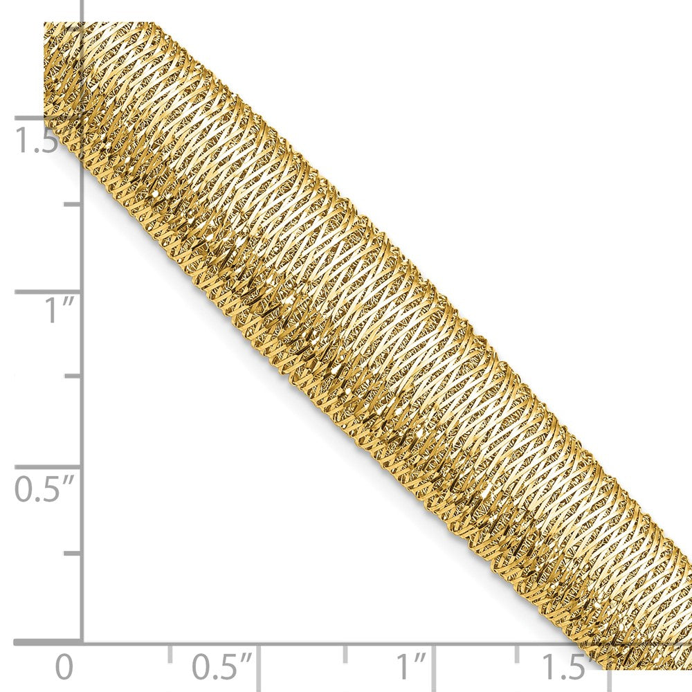 14K Yellow Gold Polished Woven Graduated Dome Bracelet