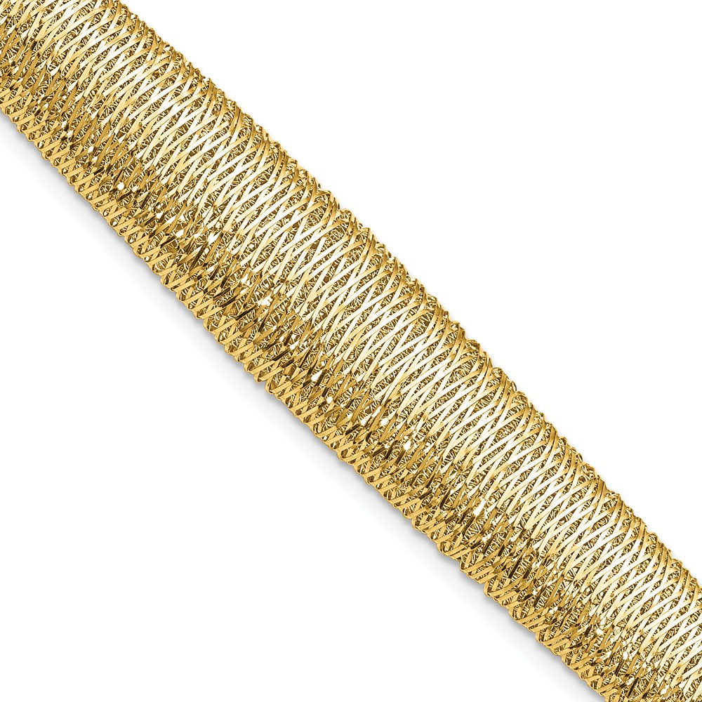 14K Yellow Gold Polished Woven Graduated Dome Bracelet