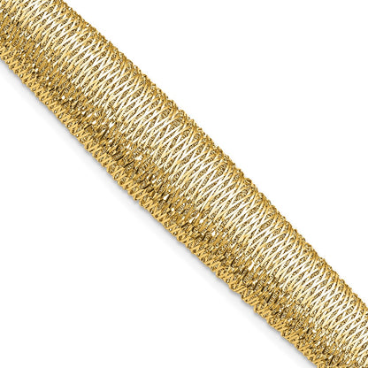 14K Yellow Gold Polished Woven Graduated Dome Bracelet