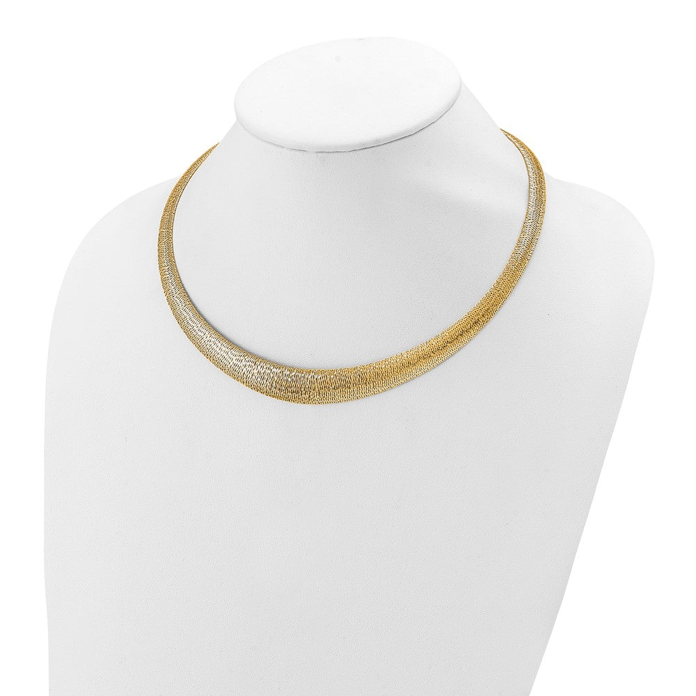 14K Yellow Gold Polished Woven Graduated Dome Necklace