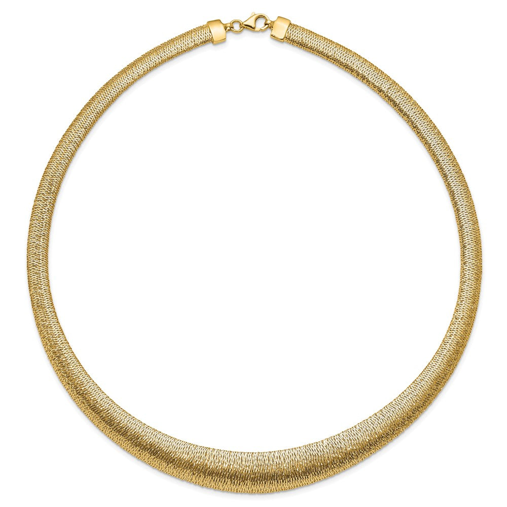 14K Yellow Gold Polished Woven Graduated Dome Necklace