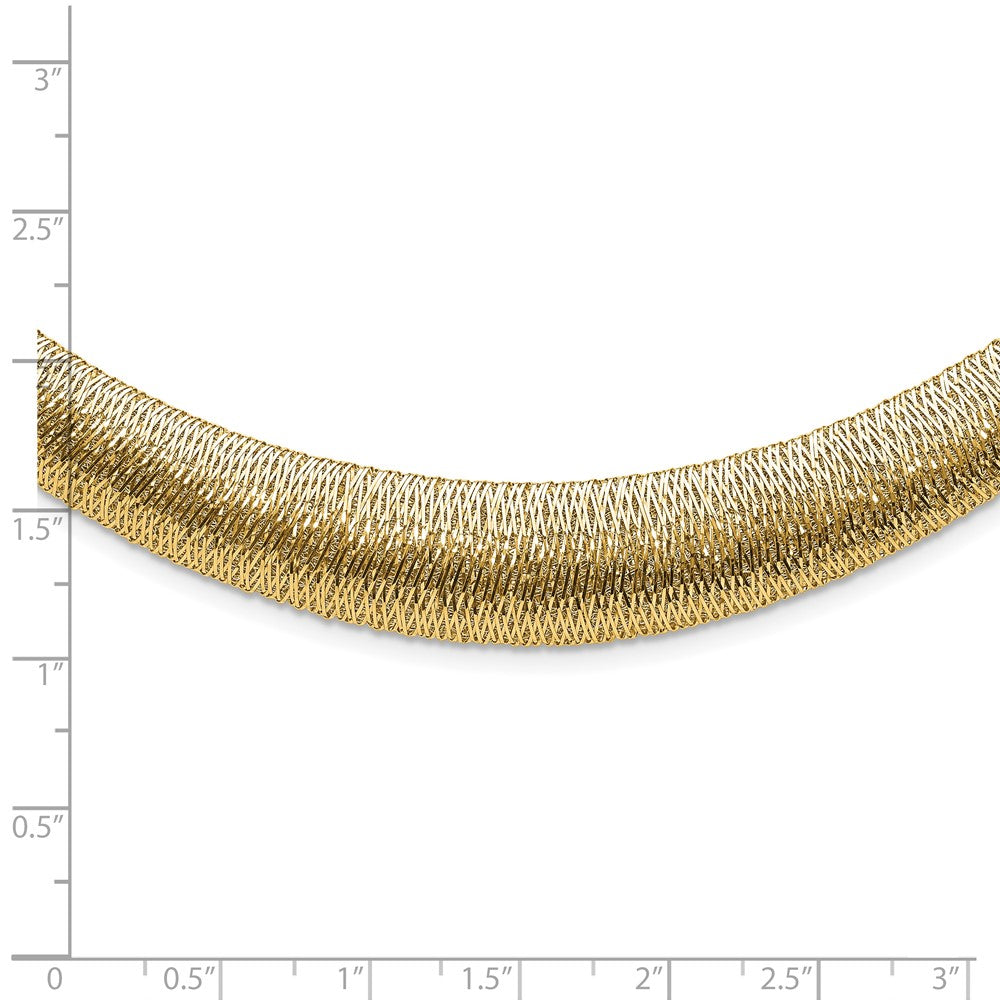 14K Yellow Gold Polished Woven Graduated Dome Necklace