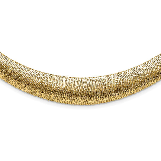 14K Yellow Gold Polished Woven Graduated Dome Necklace