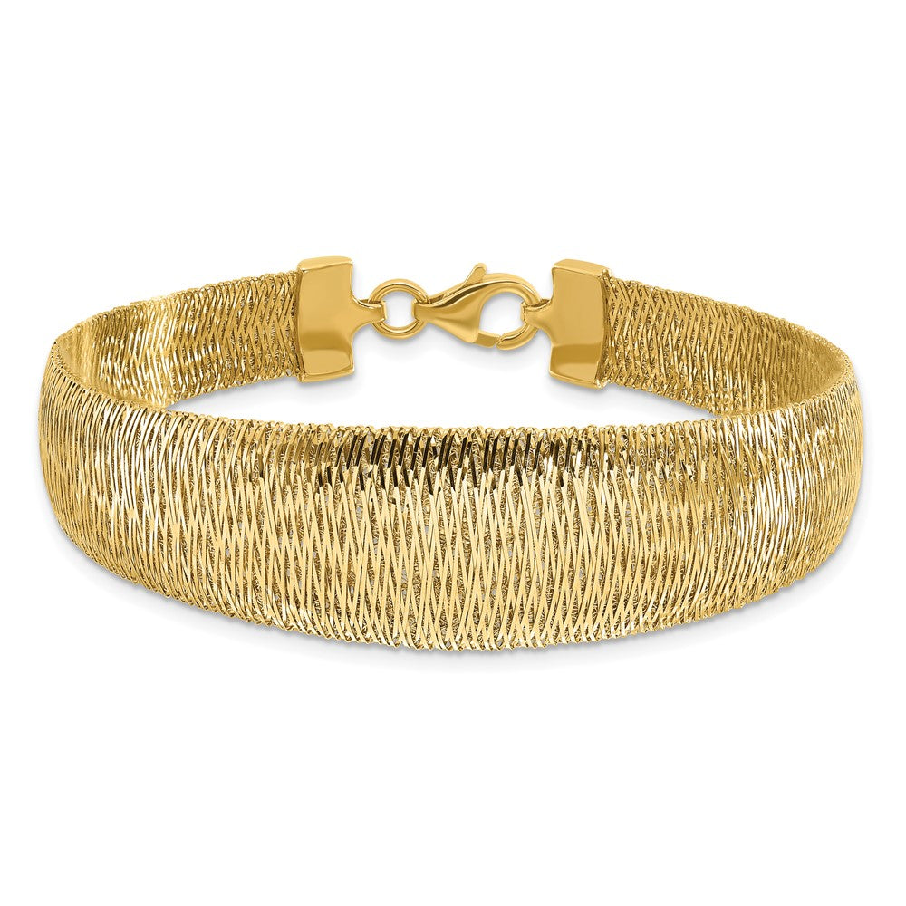 14K Yellow Gold Polished Woven Graduated Dome Bracelet