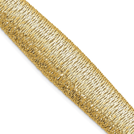 14K Yellow Gold Polished Woven Graduated Dome Bracelet