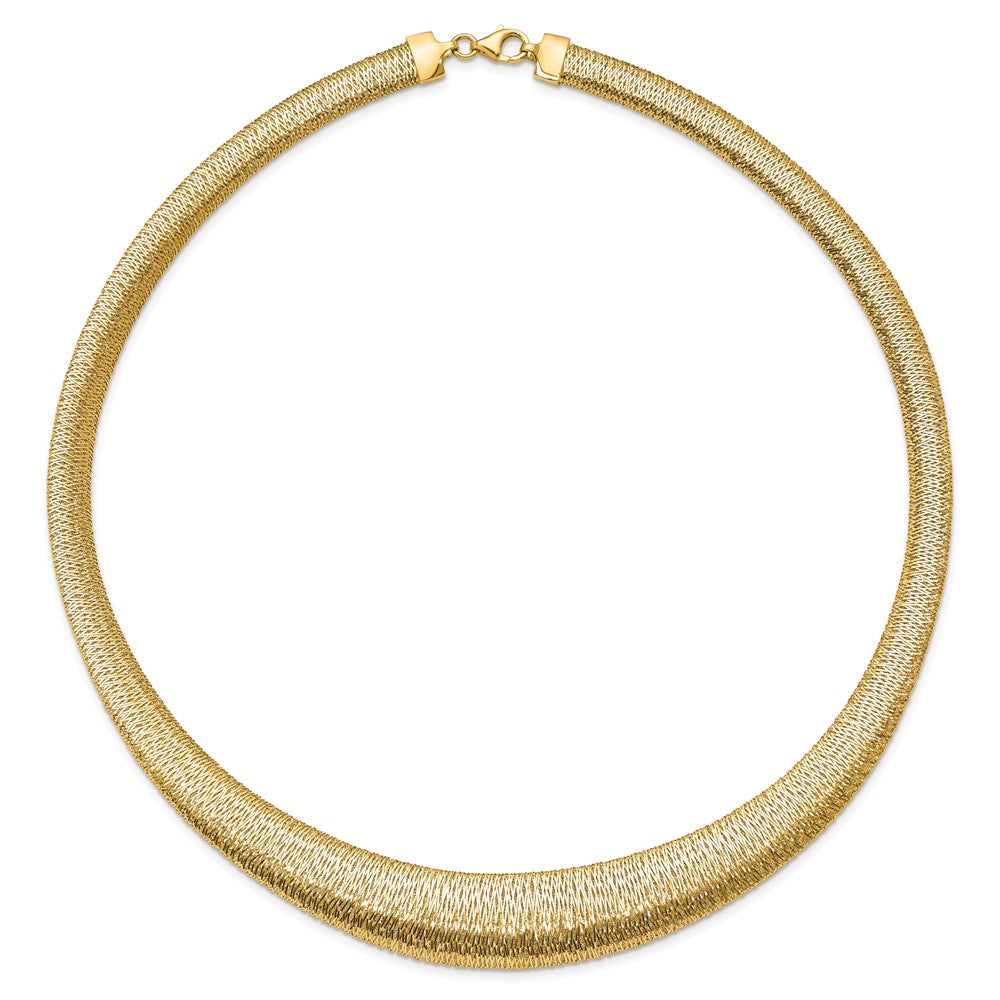 14K Yellow Gold Polished Woven Graduated Dome Necklace