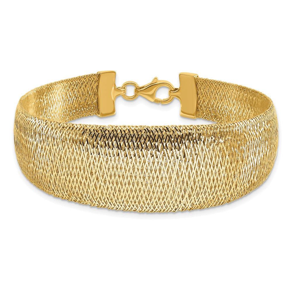 14K Yellow Gold Polished Woven Graduated Dome Bracelet