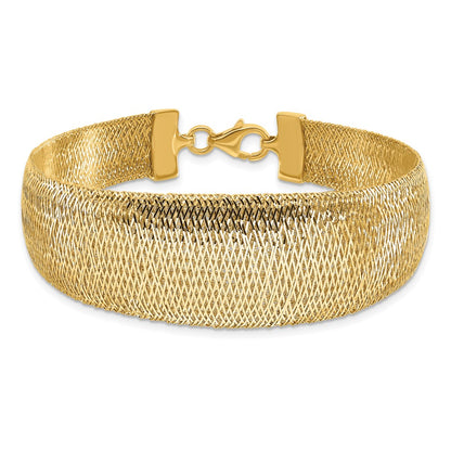 14K Yellow Gold Polished Woven Graduated Dome Bracelet