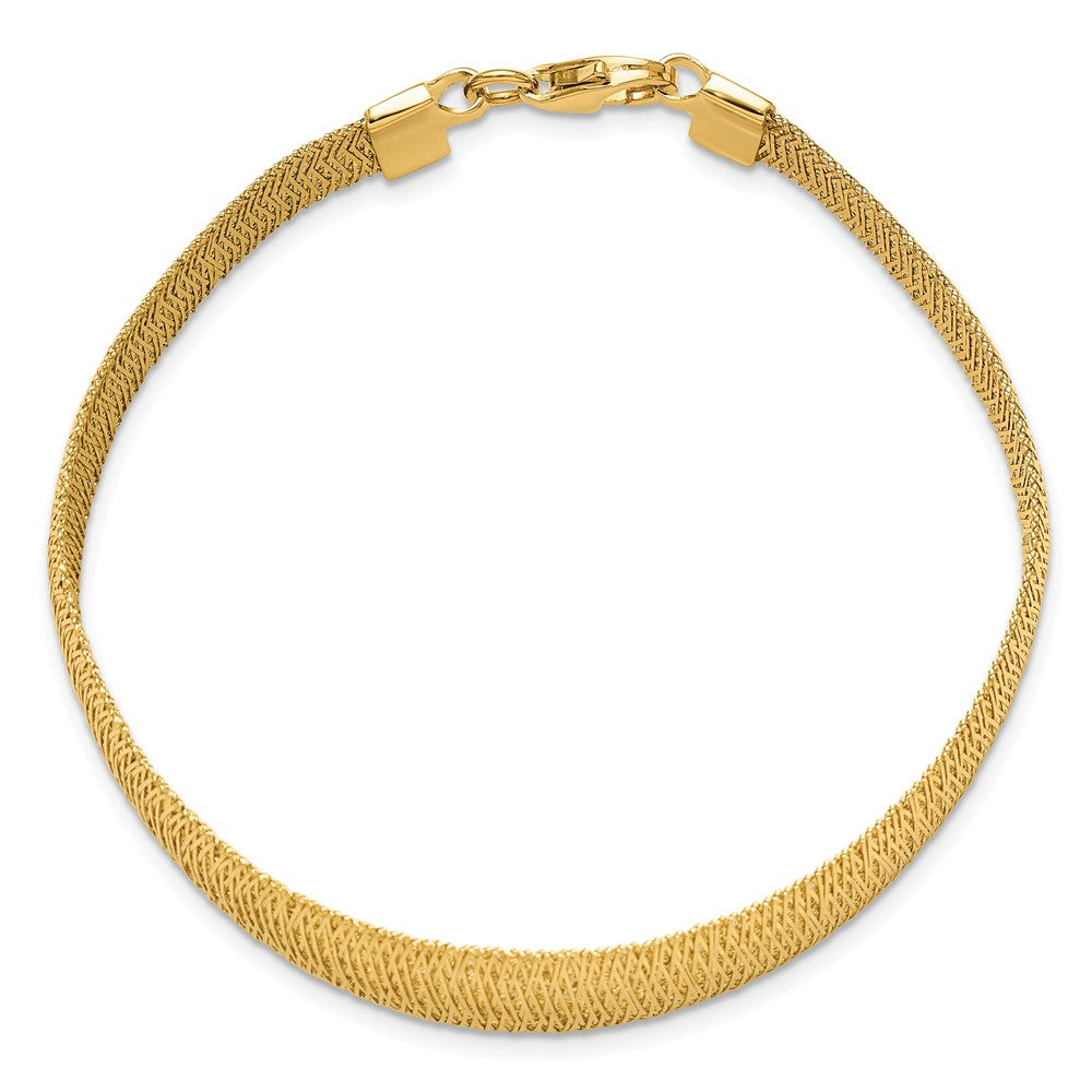 14K Yellow Gold Polished Woven Graduated Dome Bracelet