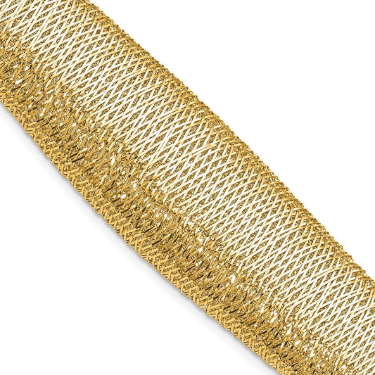 14K Yellow Gold Polished Woven Graduated Dome Bracelet