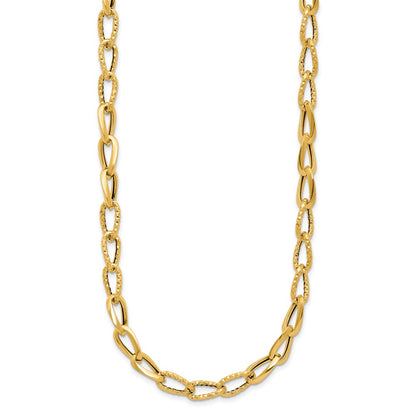 14K Yellow Gold Polished And Diamond Cut Fancy Link Necklace