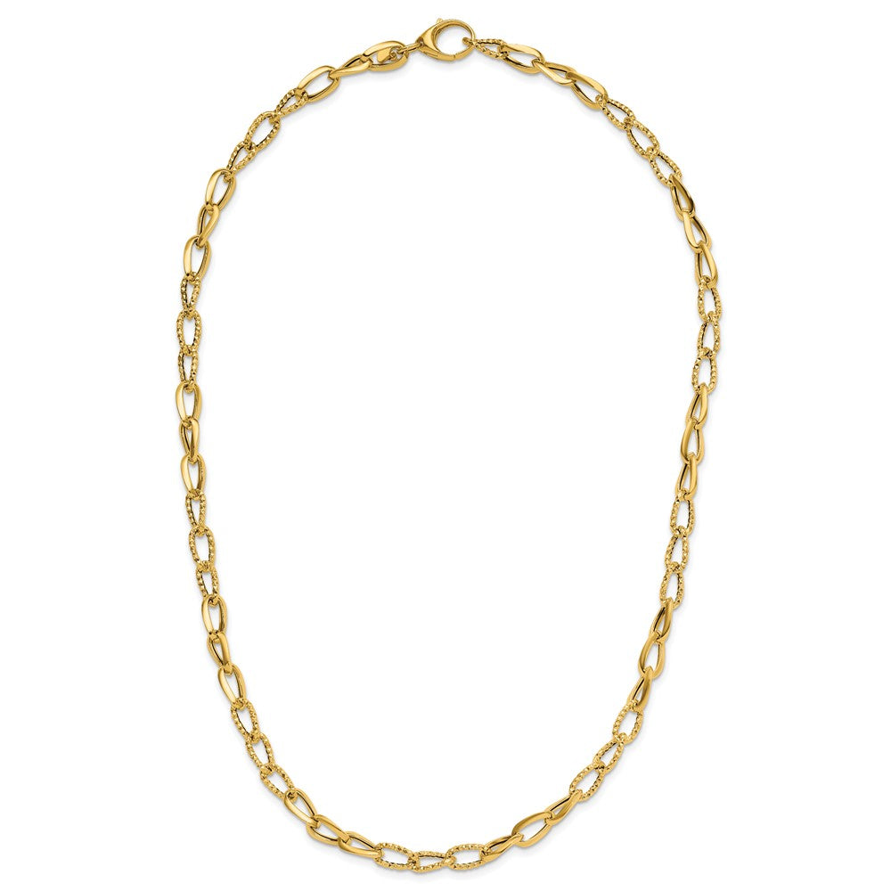14K Yellow Gold Polished And Diamond Cut Fancy Link Necklace