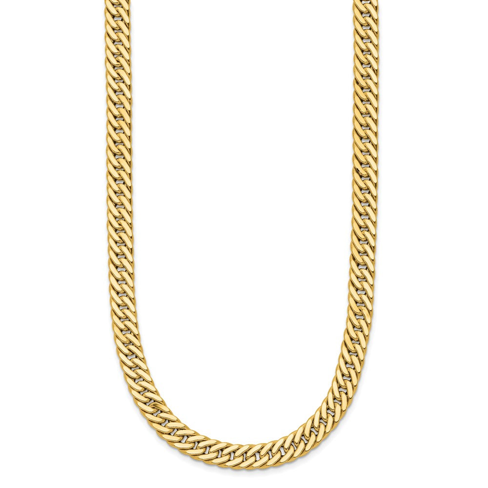 14K Yellow Gold Polished And Satin Reversible Fancy Curb Necklace