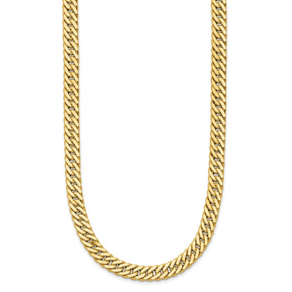 14K Yellow Gold Polished And Satin Reversible Fancy Curb Necklace