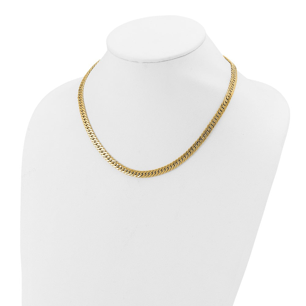 14K Yellow Gold Polished And Satin Reversible Fancy Curb Necklace