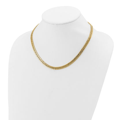 14K Yellow Gold Polished And Satin Reversible Fancy Curb Necklace