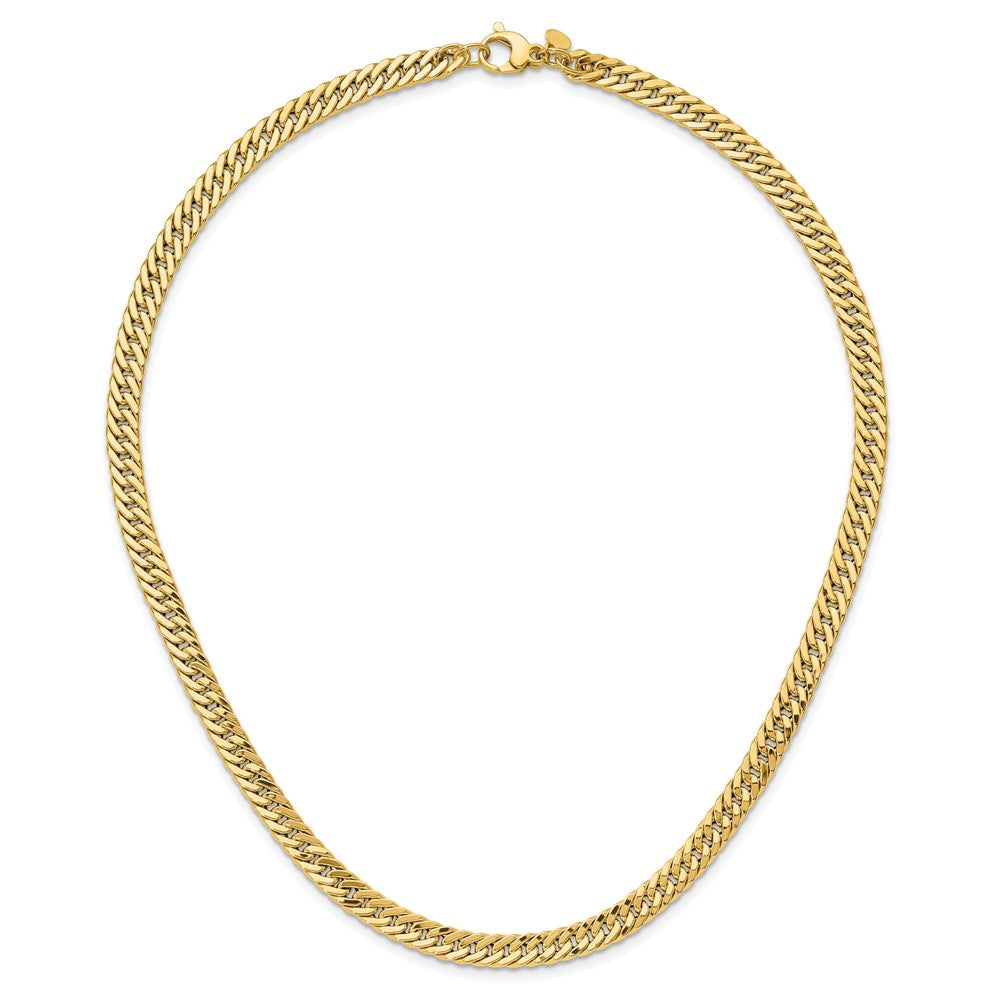 14K Yellow Gold Polished And Satin Reversible Fancy Curb Necklace