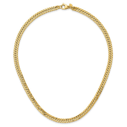 14K Yellow Gold Polished And Satin Reversible Fancy Curb Necklace