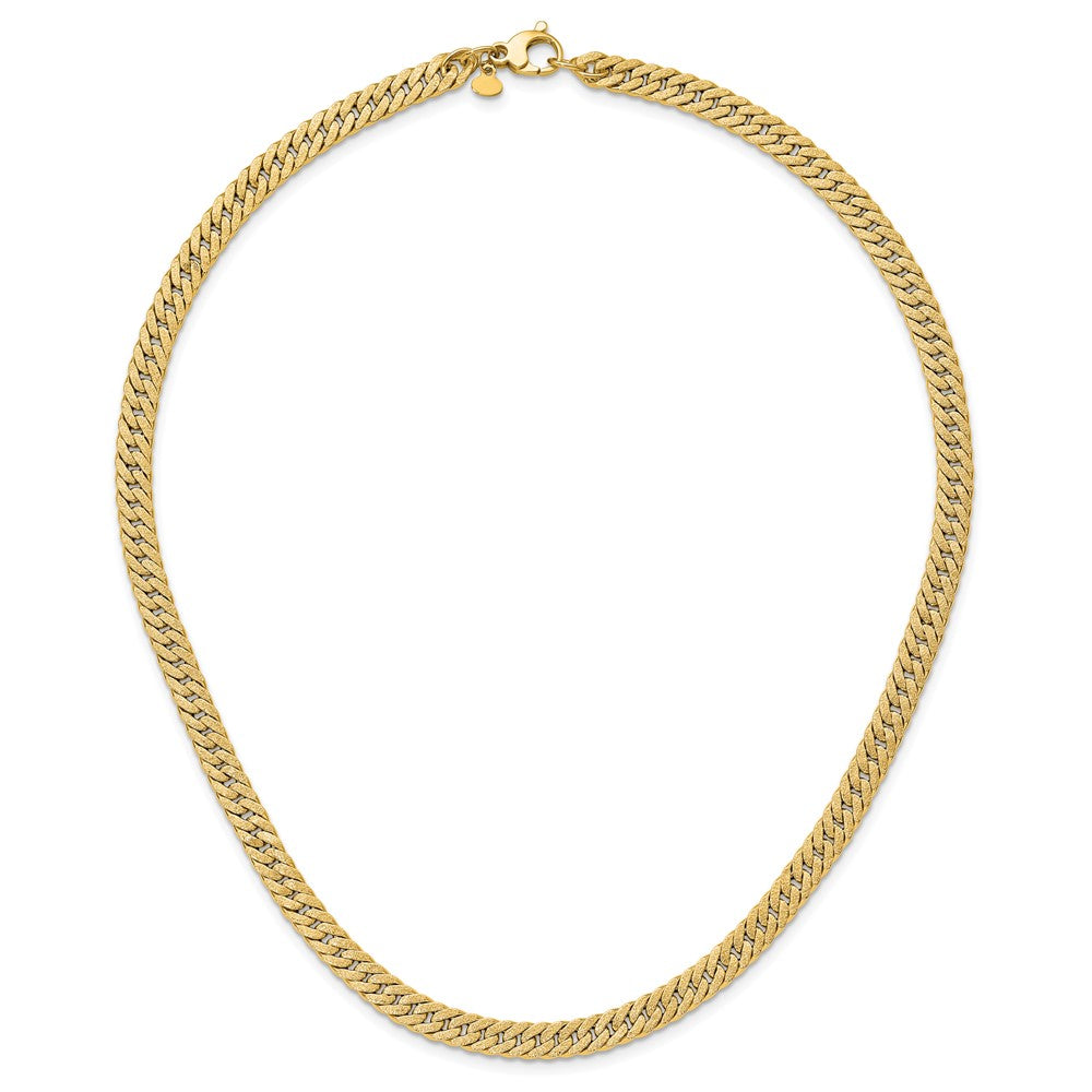 14K Yellow Gold Polished And Satin Reversible Fancy Curb Necklace