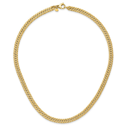 14K Yellow Gold Polished And Satin Reversible Fancy Curb Necklace