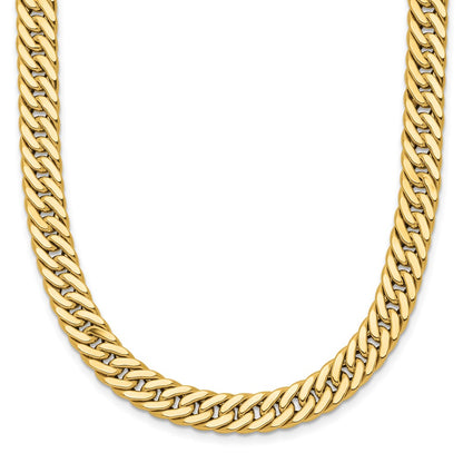 14K Yellow Gold Polished And Satin Reversible Fancy Curb Necklace