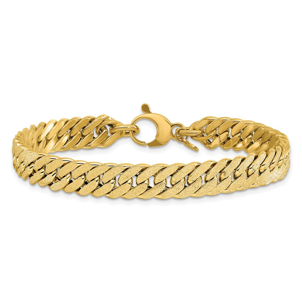 14K Yellow Gold Polished And Satin Reversible Fancy Curb Bracelet