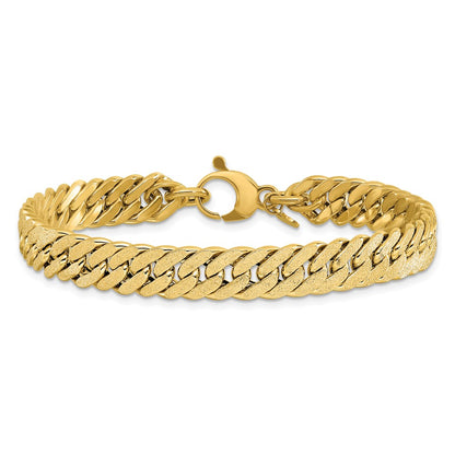 14K Yellow Gold Polished And Satin Reversible Fancy Curb Bracelet