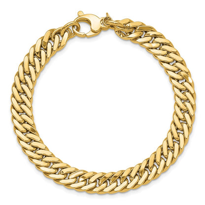 14K Yellow Gold Polished And Satin Reversible Fancy Curb Bracelet